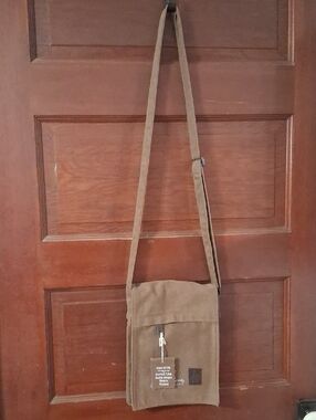 Brown Canvas Messenger Crossbody Bag